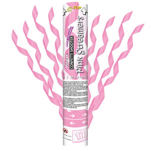 Confetti shooter 3-pack PINK STREAMERS