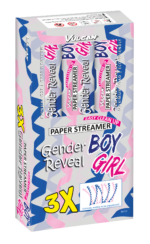 Confetti shooter 3-pack GENDER REVEAL PINK STREAMERS – Image 2