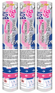 Confetti shooter 3-pack GENDER REVEAL BLUE STREAMERS - Image 3