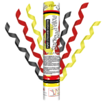 Confetti cannon streamers BLACK - RED - YELLOW